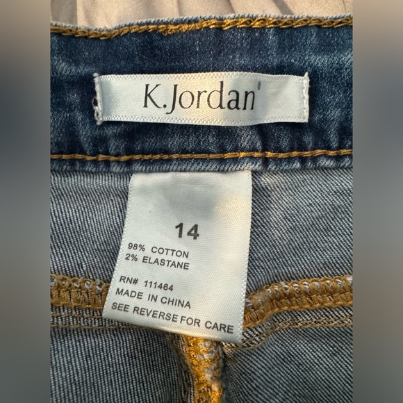 EUC K Jordan distressed jeans size 14 with gold sequins. - Picture 4 of 9